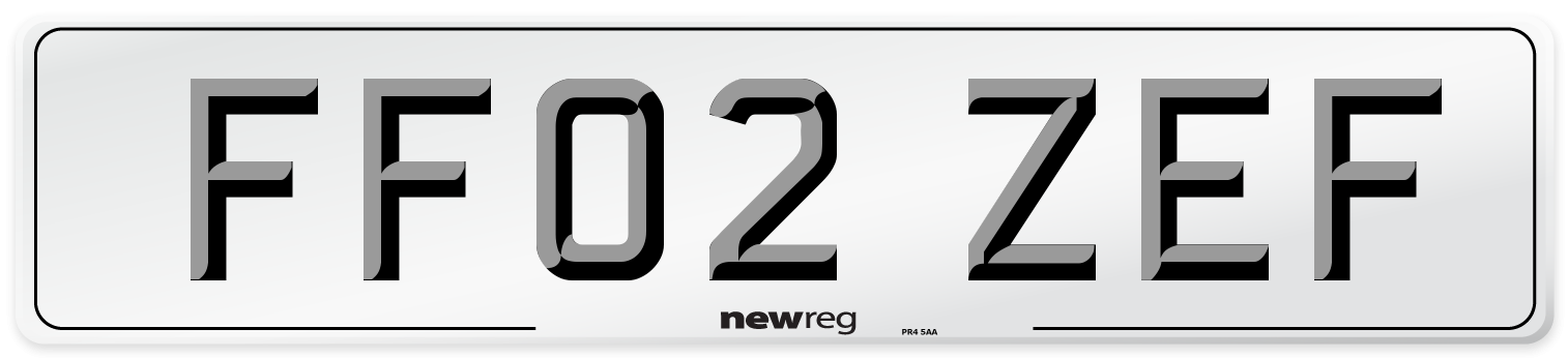 FF02 ZEF Number Plate from New Reg